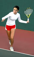 Girl playing singles