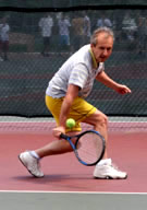 Man playing backhand